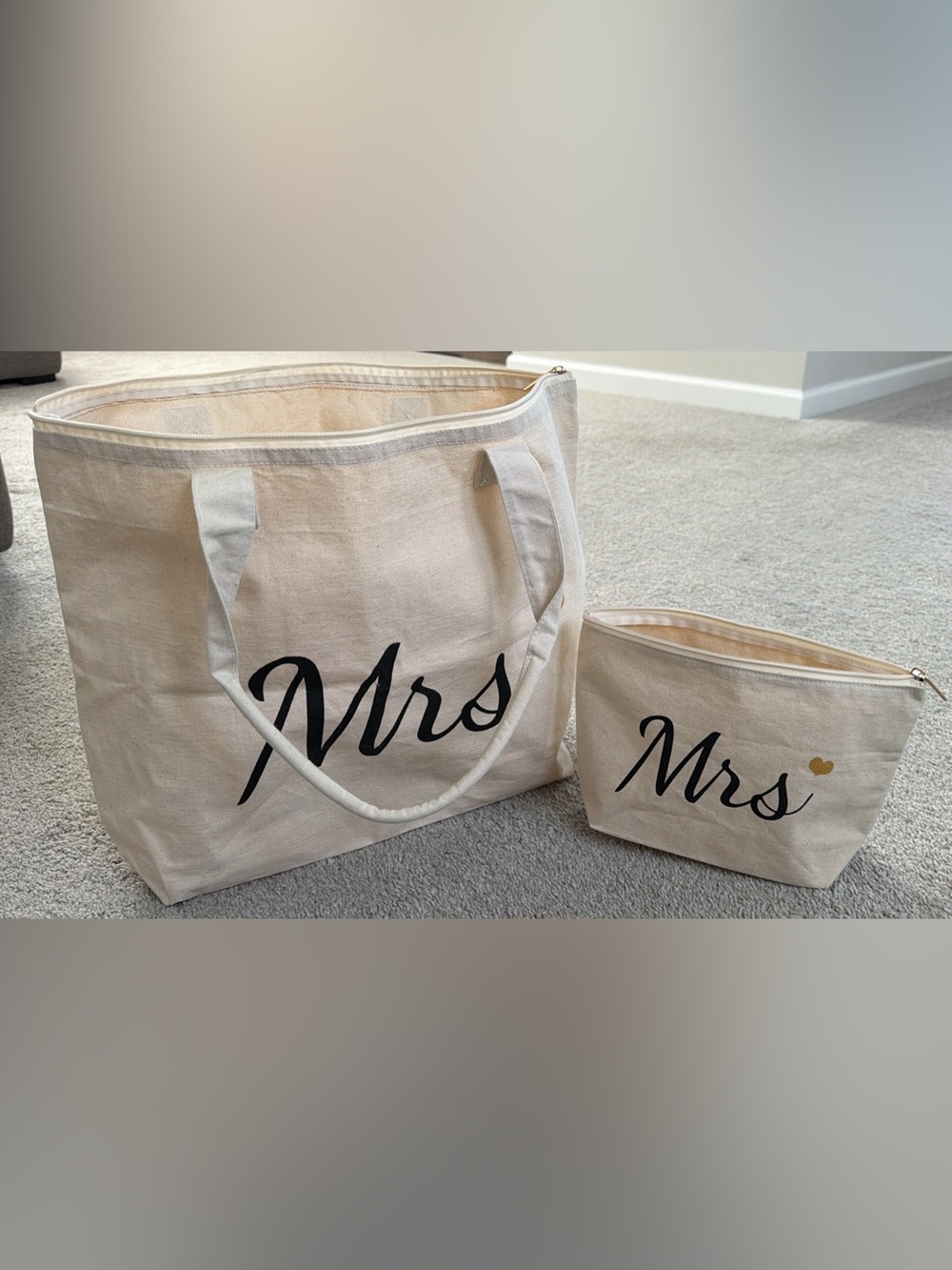 Canvas 'Mrs' Tote and Pouch Set